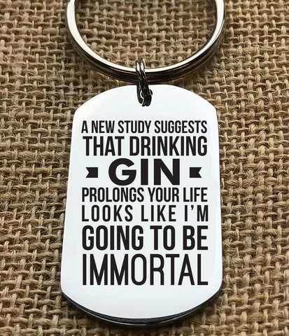 Drinking Gin Immortal Keyring
