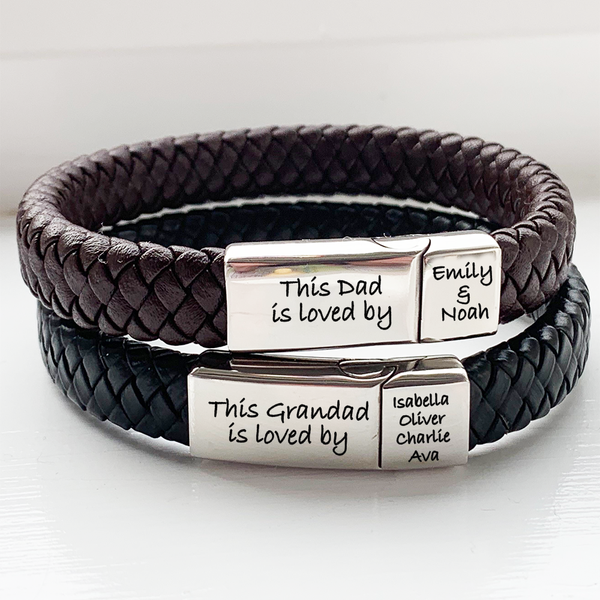 Amazon.com: EDSG Personalized Mens Bracelet | Leather Engraved Bracelet  Gift for Boyfriend Husband Dad Bestman | Gift for Christmas, Birthday,  Wedding, Anniversary, Father's Day | Customised Name: Clothing, Shoes &  Jewelry