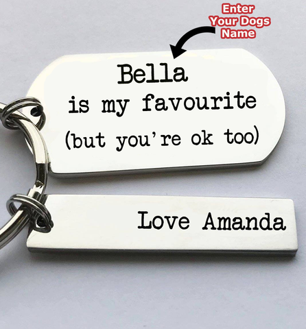 Personalised Dog Is My Favourite Keyring