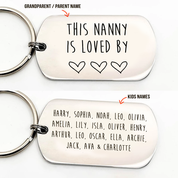 Double Sided Personalised Loved By Grandparent Keyring