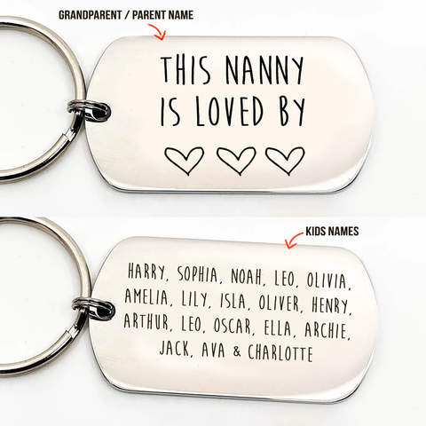 Double Sided Personalised Loved By Grandparent Keyring