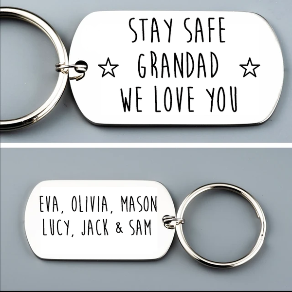 Double Sided Stay Safe Keyring