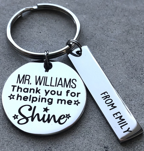Personalised Teacher Keyring - Thank You For Helping Me Shine